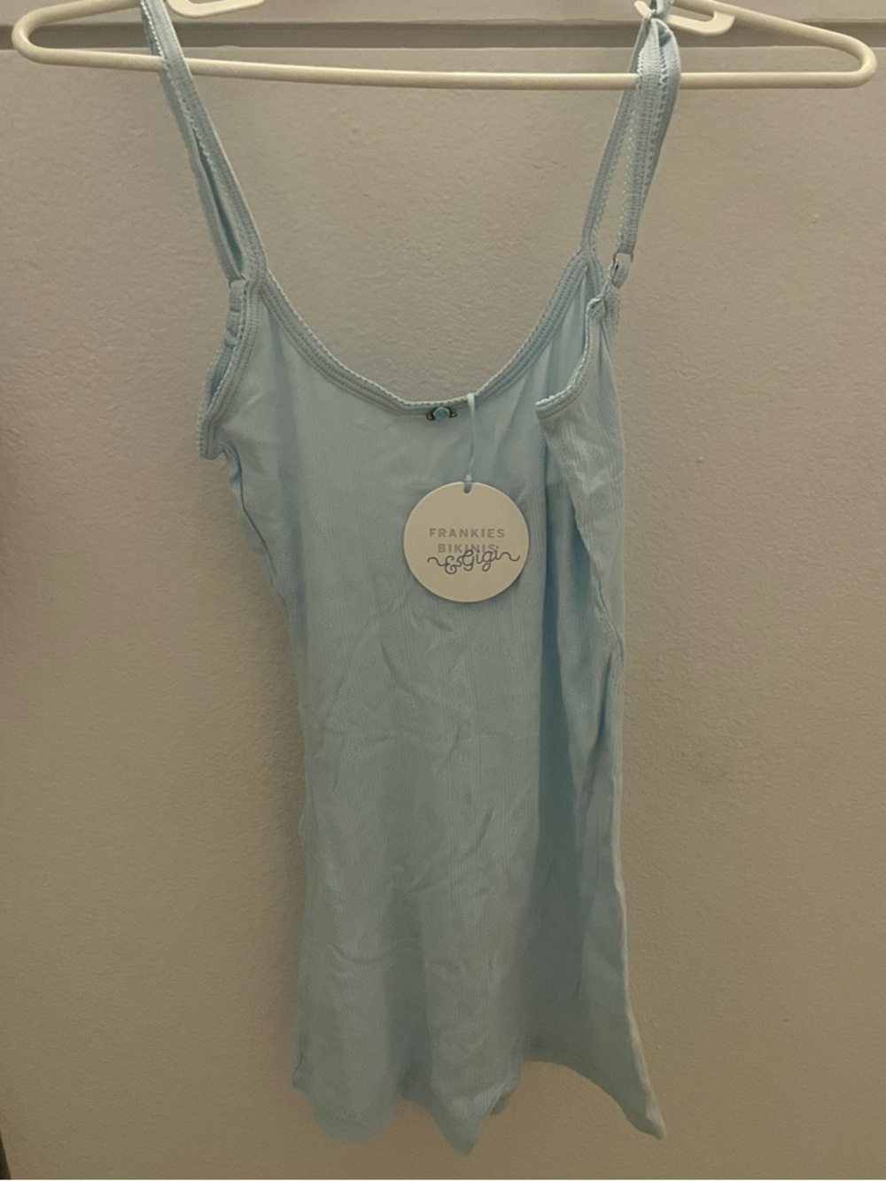 Frankie's Bikinis x Gigi Hadid Light Blue Ribbed Tank jumpsuit